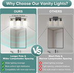 Ascher Bathroom Light Fixtures, 3-Light Vanity Light Over Mirror, Wall Lamp - Image 3