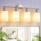 DLLT 4-Light Bathroom Light Fixtures: Nickel Modern Vanity Lights by DINGLILIGHTING