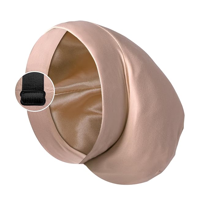 Satin Bonnet Silk Lined Sleep Cap- Adjustable Hair Cover by Blueelf