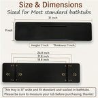 Elegant Black Bamboo Bathtub Tray Caddy - Image 2
