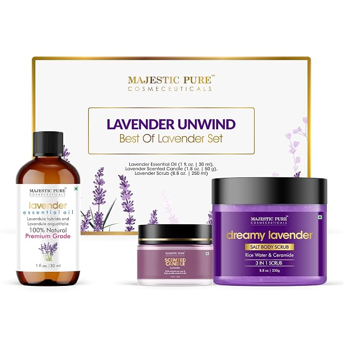 Majestic Pure Lavender Essential Oil & Body Scrub Set | 100% Pure & Natural - Image 2