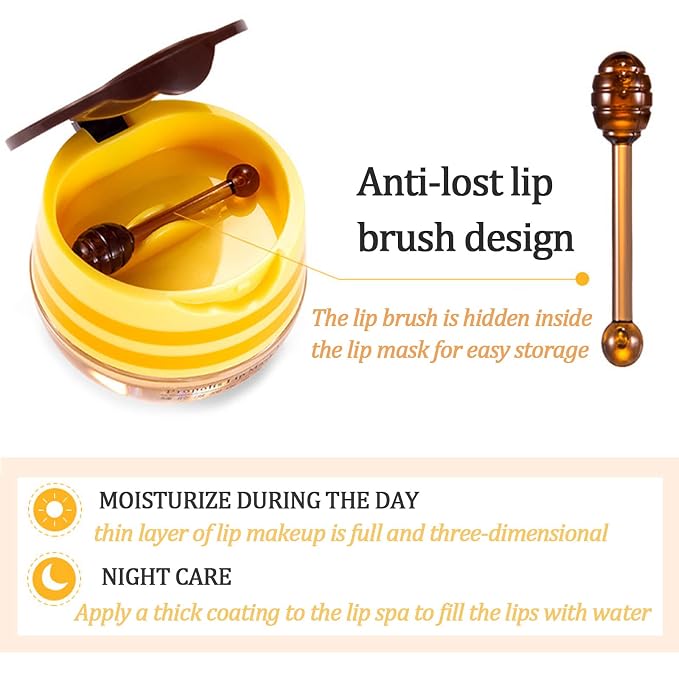 2 Pack Bee Lip Balm Honey Pot, Honey & Strawberry Lip Mask Propolis Lip Mask - Image 3