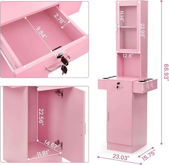 RESHABLE Salon Station for Hair Stylist, Hair Styling Storage Cabinet - Image 2