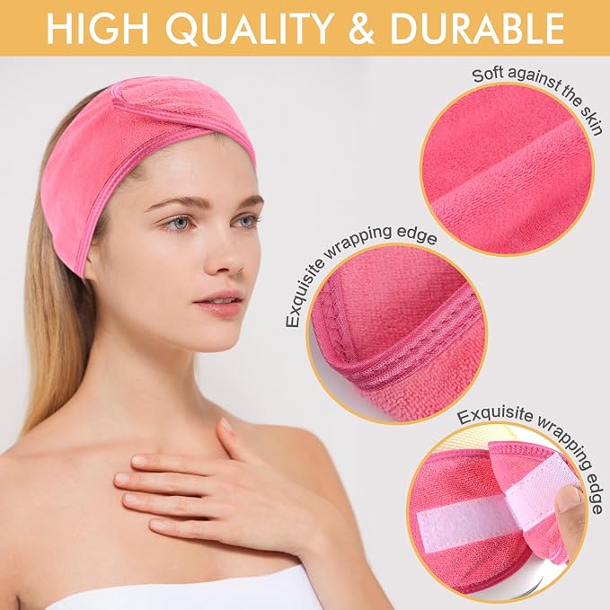 SINLAND Spa Headband for Women 3 Counts Adjustable Makeup Hair Band - Image 2