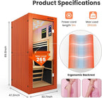 OUTEXER Infrared Sauna 1495W Wooden Saunas Spa Room Pacific Clear Cedar Wood - Image 4
