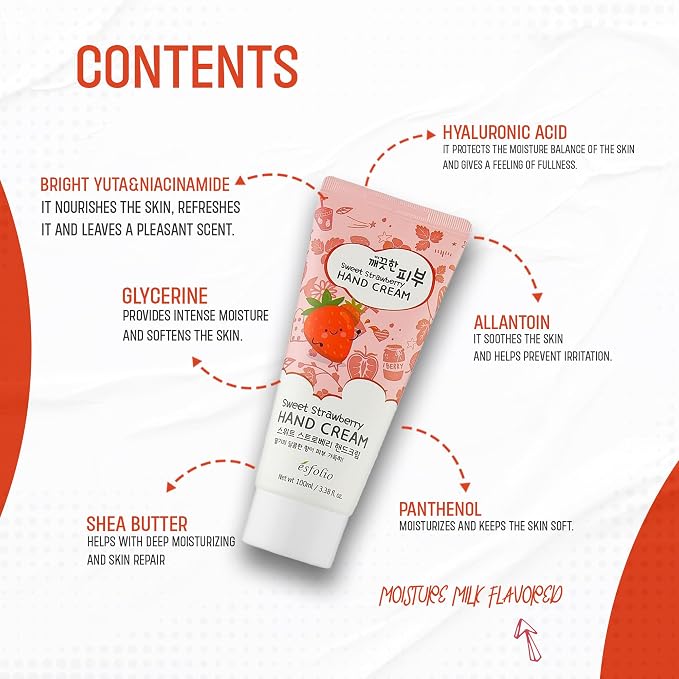esfolio Sweet Strawberry Hand Cream – Moisturizing Korean Hand Lotion - Image 3