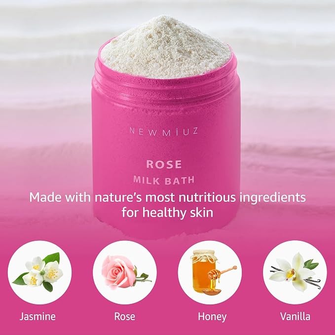 Calming Rose Coconut Milk Bath Soak Moisturize Soften Skin Honey Jasmine - Image 3
