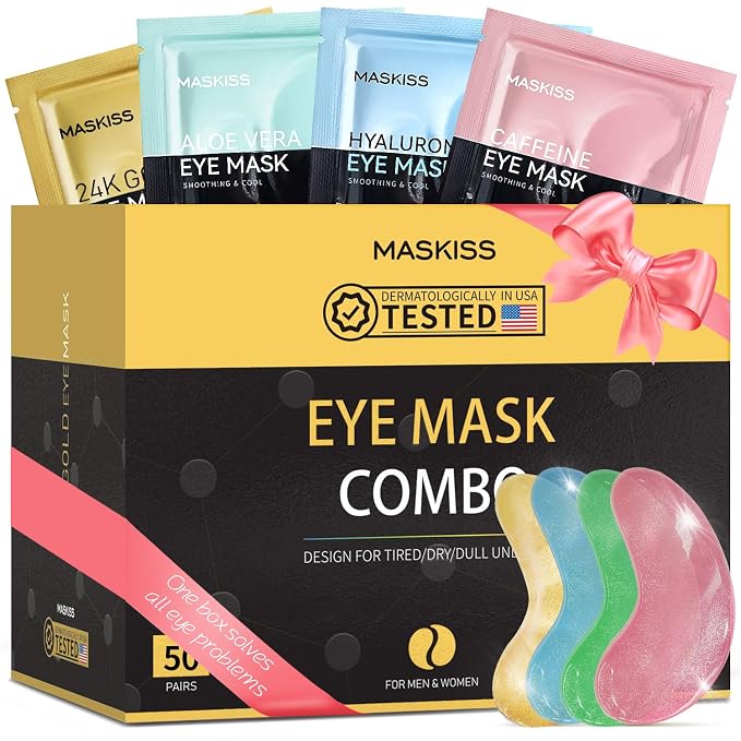 Maskiss Under Eye Patches, 24K Gold, Hyaluronic Acid, Aloe Vera Eye Masks by Maskiss