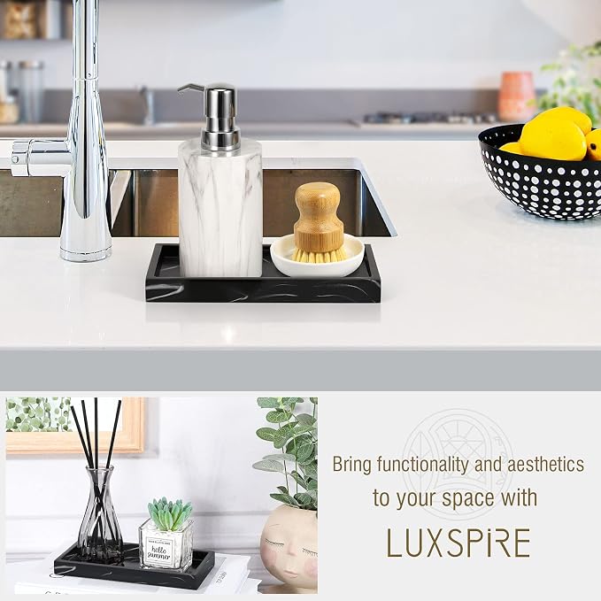 Luxspire Bathroom Vanity Tray, 8 x 4 inch Resin Dresser Jewelry Ring Dish Tank - Image 6