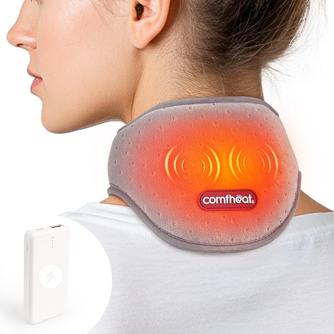 Cordless Neck Heating Pad with Vibration Massager by Comfheat