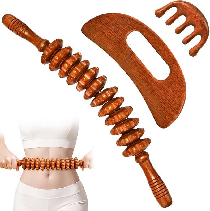 3-in-1 Wood Therapy Massage Tools Wooden Gua Sha Lymphatic Drainage Massager - Image 7