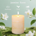 3x4 Inches Jasmine Scented Pillar Candles Ivory White Hand-Poured Candle Long - Image 2