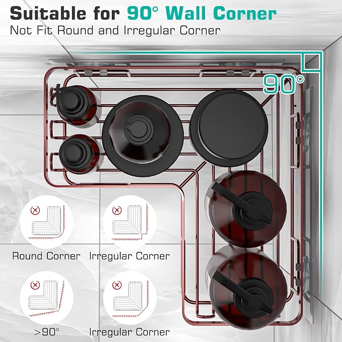 YASONIC Corner Shower Caddy, Rustproof Stainless Steel, No Drilling Wall - Image 7