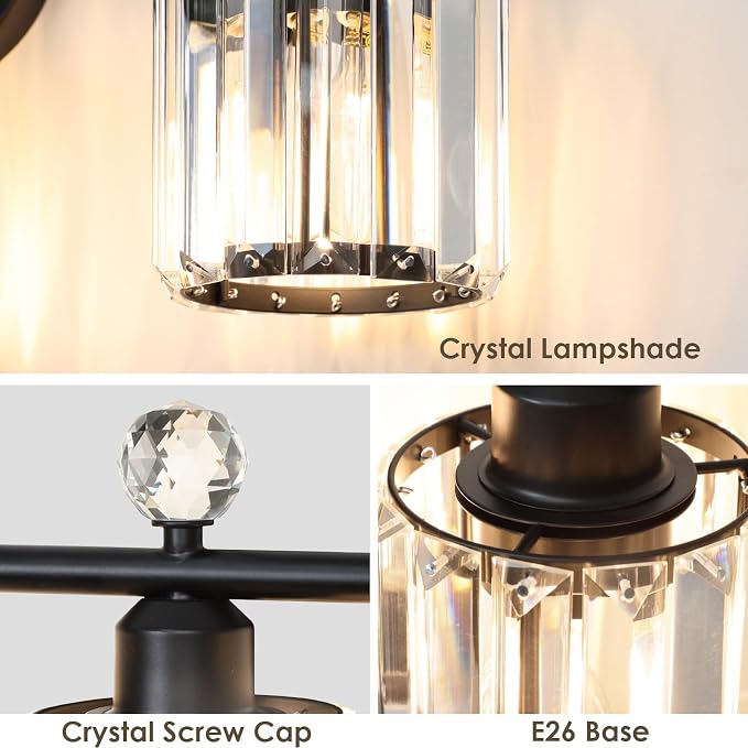 Modern 3 Light Crystal Vanity Light, Crystal Bathroom Light Fixtures, Compatible - Image 4