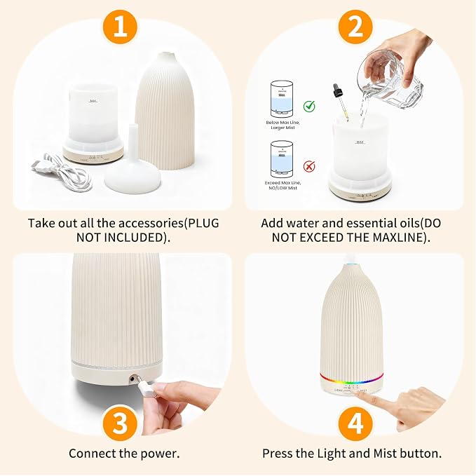 URPOWER 100ML Essential Oil Diffuser Ultrasonic Cool Mist Humidifier - Image 7