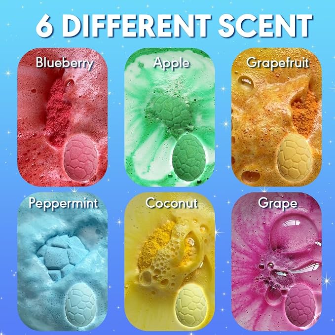 KAV Dinosaur Egg Bath Bombs for Kids – 6pc Fizzy Dino Bath Bomb Gift Set - Image 5