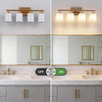 PARTPHONER 4-Light Brushed Gold Bathroom Light Fixtures, Modern Vanity Light - Image 5