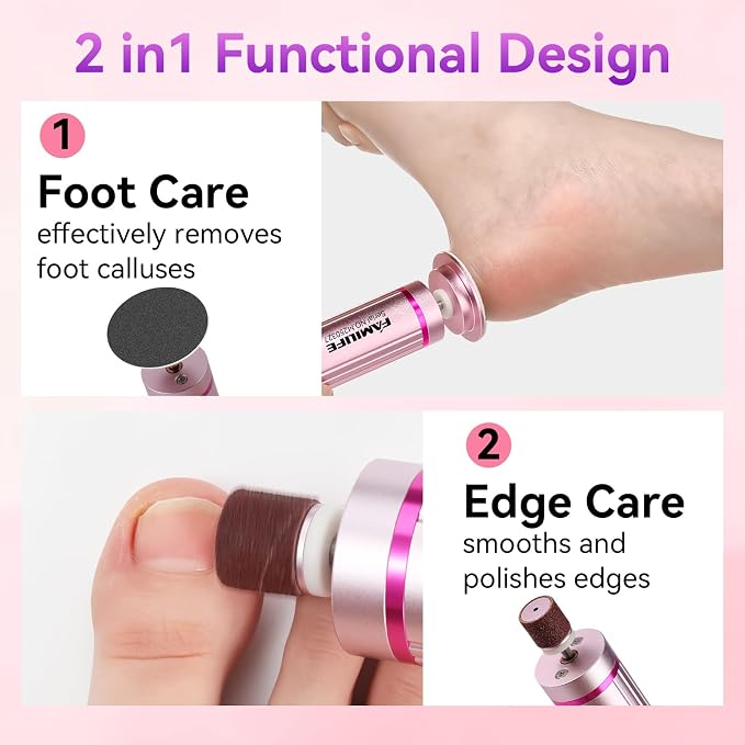 FAMILIFE Electric Foot File Callus Remover – Rechargeable Pedicure Tool - Image 2