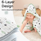 Yoofoss Hooded Baby Towels for Newborn 2 Pack 100% Muslin Organic Cotton Baby - Image 4