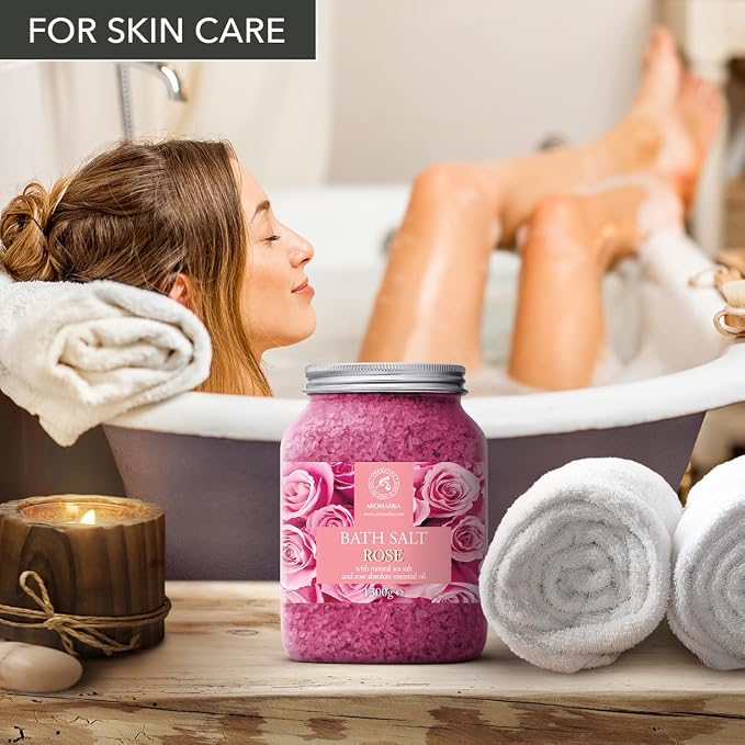 Rose Bath Salts 46 Oz – Natural Rosewood Oil & Rose Extract – Bath Additive - Image 5
