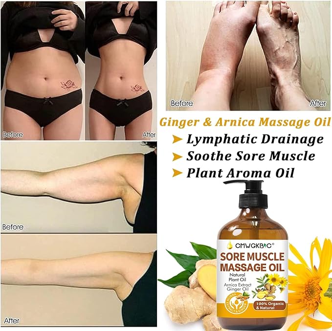Massage Oil for Massage Therapy, Lymphatic Drainage-Ginger Oil Sore Muscle - Image 3