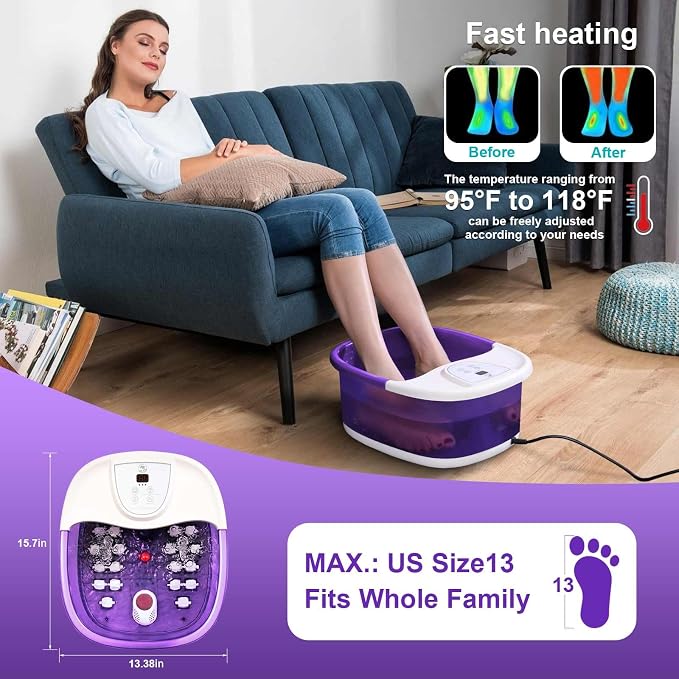 Foot Spa Bath Massager with Heat, Temperature Control, Bubbles and Epsom Salt - Image 2