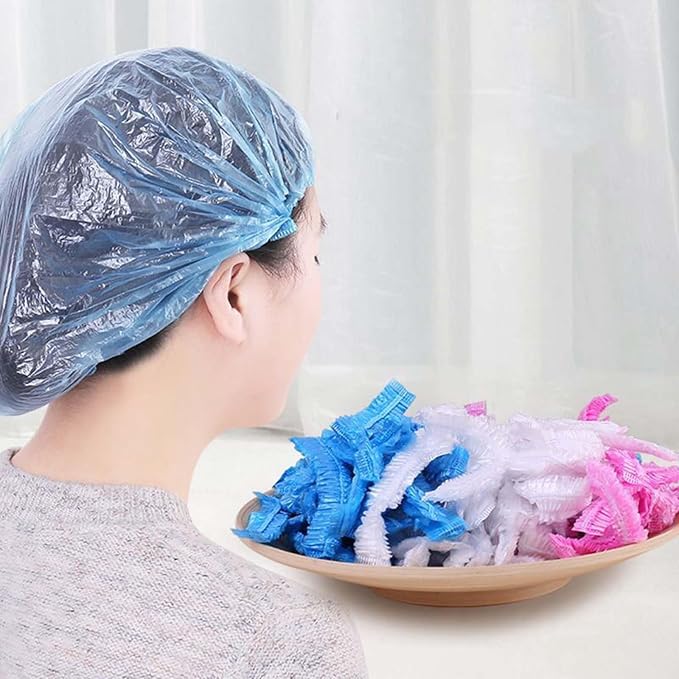 100 Pcs Rose Red Disposable Shower Caps, Shower Caps - Image 3