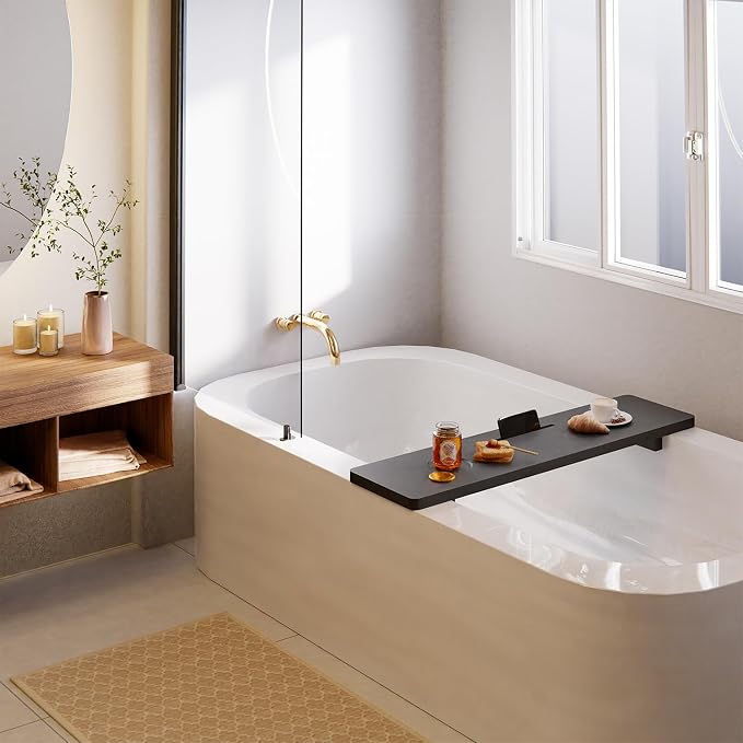 Tinamo Black Bathtub Caddy Tray Table | 35x9x2.5 Inch Large Bath Tub Tray - Image 4