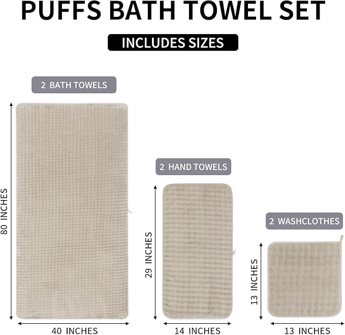 KBY Bath Towels Set 6 Piece 40x80 Inches，2 Extra Large Bath Sheets 2 Hand - Image 6
