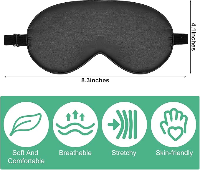 6 Pieces Natural Silk Sleep Mask Soft Eye Mask Adjustable Strap Blindfold - Image 2