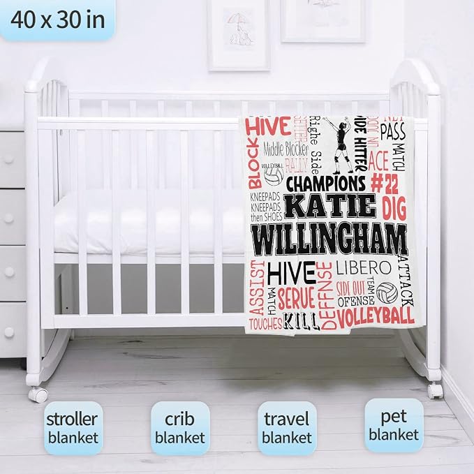 Custom Volleyball Blanket, Personalized Sport Throw - Image 3