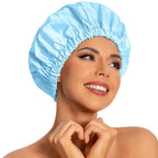 Reusable Shower Cap for Women, Large Waterproof Shower Bonnet by Edoneery