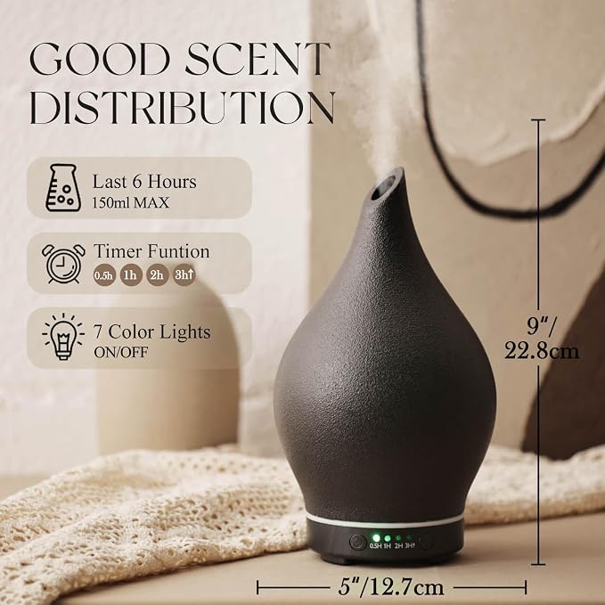 Porseme 150ml Essential Oil Diffuser Ceramic Color Changing Aroma Air Diffusers - Image 2