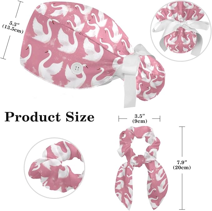 Scrub Cap with Hair Scrunchy, Ponytail Holder Surgical Cap - Image 2