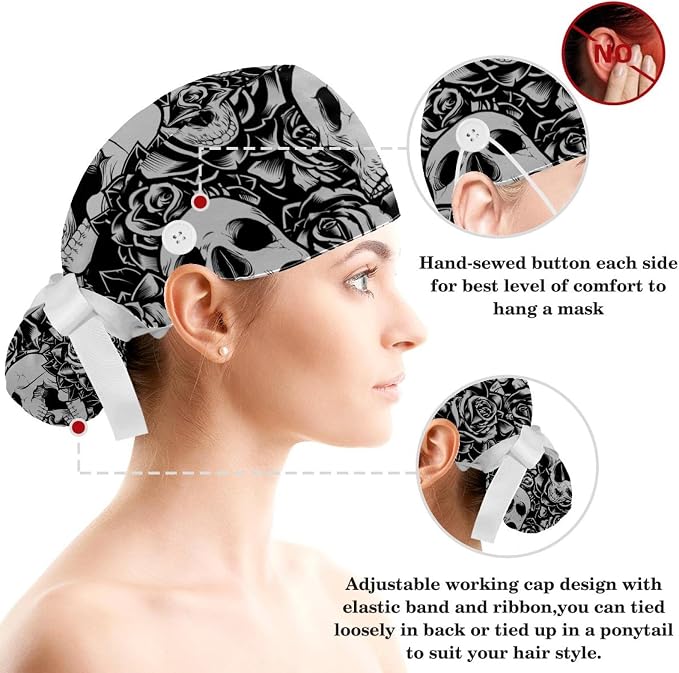 Women's Working Caps with Scrunchies Tarot Pattern Background Lace-Up Hat - Image 3