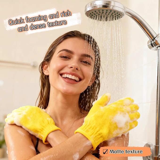 Exfoliating Shower Gloves, 2 Pairs Reinforced Nylon Bath Scrubbing Mitts - Image 4