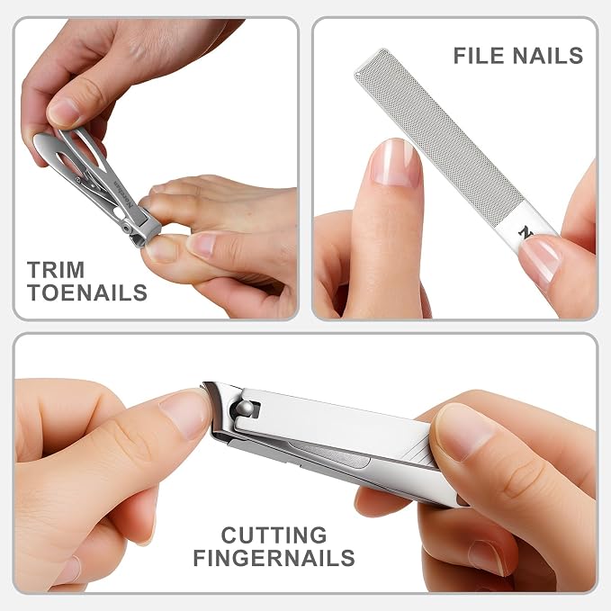 3-Piece Nail Clipper Set, Stainless Steel Fingernail & Toenail Clippers - Image 4