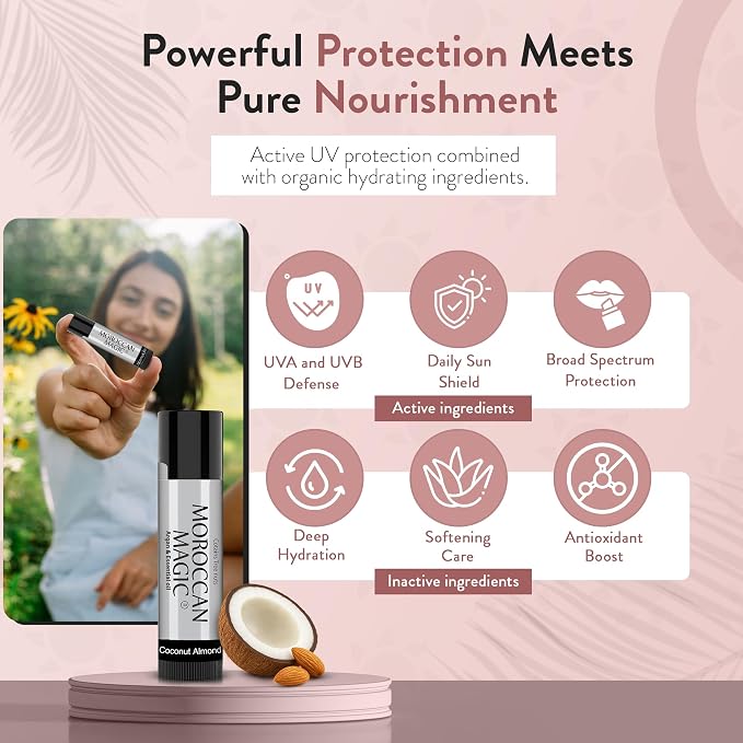 Moroccan Magic Coconut Almond SPF 15 Lip Balm | Argan Oil & Essential Oils | - Image 2