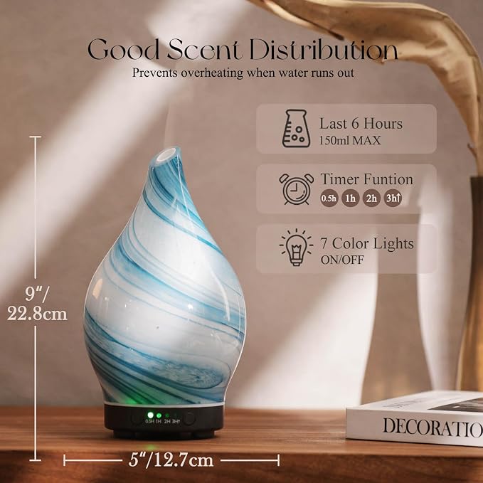 Porseme 150ml Essential Oil Diffuser Glass Color Changing Aroma Air Diffusers - Image 3