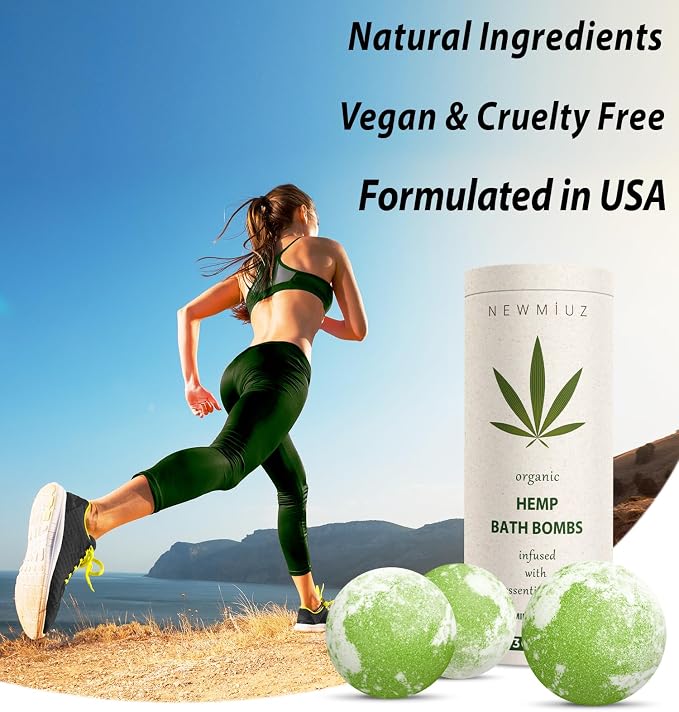 Organic Hemp Bath Bombs Infused Peppermint Eucalyptus Essential Oil Luxurious - Image 4
