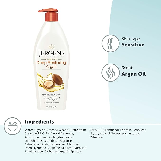 Jergens Deep Restoring Argan Oil Moisturizer, Soothing Body and Hand-Lotion - Image 14