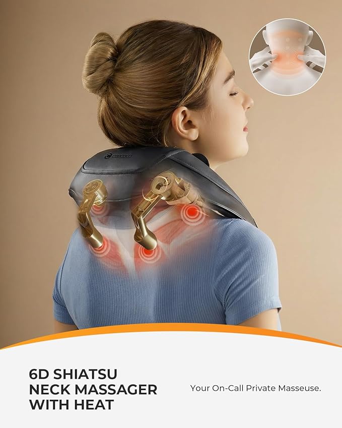 CooCoCo Cordless Neck Massager for Pain Relief Deep Tissue, 6D Shiatsu Shoulder - Image 3