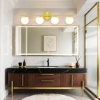 New Bathroom Vanity Light Fixtures Brushed Bronze Milk White Globe Glass Shade - Image 7