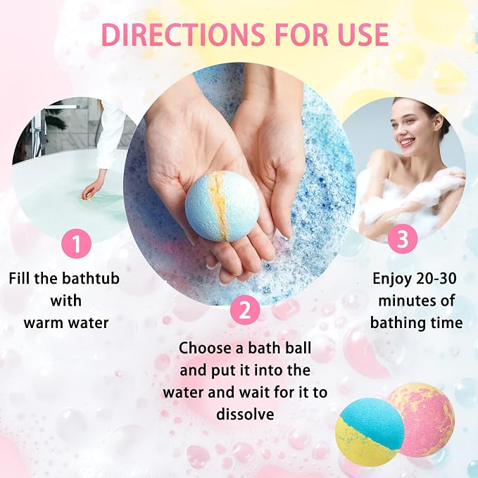 Bath Bombs Salt Balls, 6 Natural Handmade Bath Bomb Kit, Organic Bathbombs - Image 6