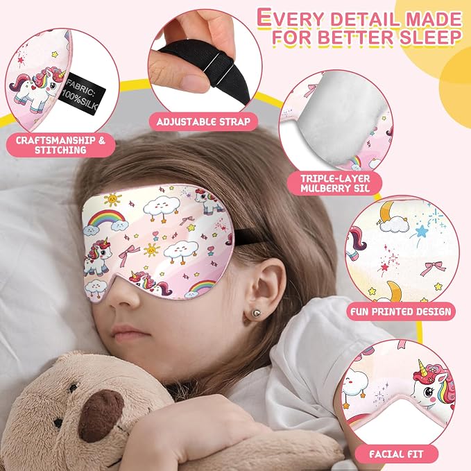 Kids Silk Sleep Mask: 100% Mulberry Silk Eye Mask - Image 3