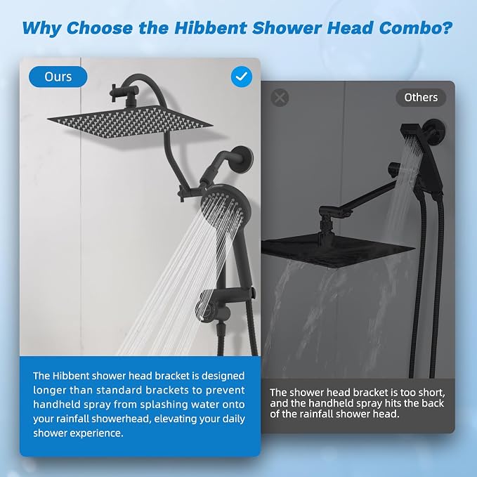 Hibbent cUPC Certified All Metal 12" Rainfall Showerhead Combo, High Pressure - Image 8