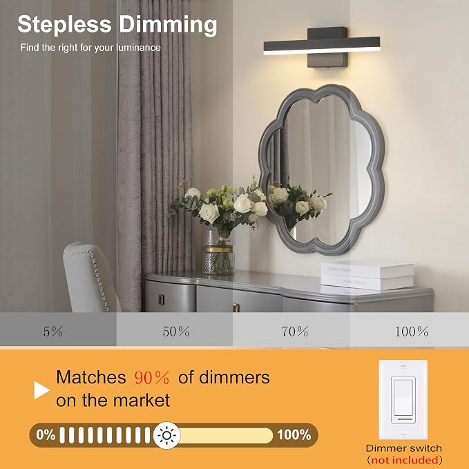 Black Bathroom Vanity Light 15.75 inch, 14W Dimmable 5CCT LED Modern Bathroom - Image 5
