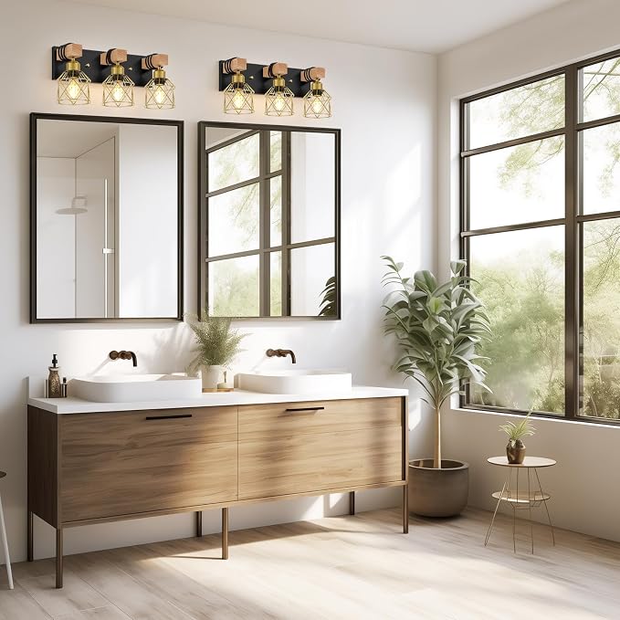 FadimiKoo Black and Gold Vanity Light, 3-Light Farmhouse Vanity Light, Bathroom - Image 7