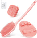 Silicone Back & Face Scrubber & Bath Glove Set 3PCS, 13.4'' Gentle Back Scrubber by GEENOA