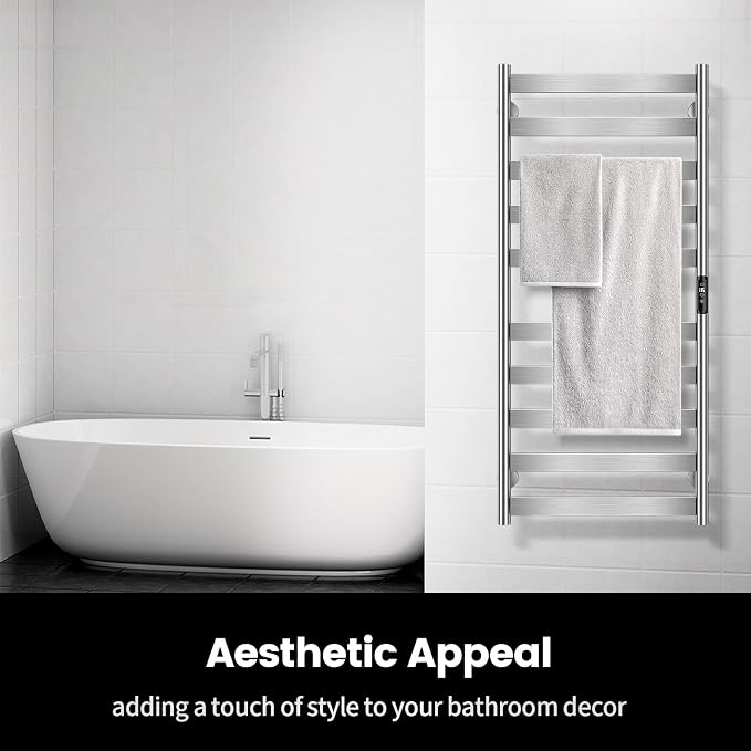 Electric Towel Warmer Rack, 10-Bar Stainless Steel Heated Tower Rack - Image 4